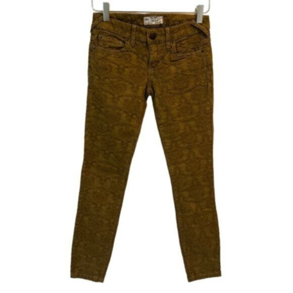 Free People | Women's Olive Green Textured Casual Skinny Pants Size 25 - Picture 2 of 8